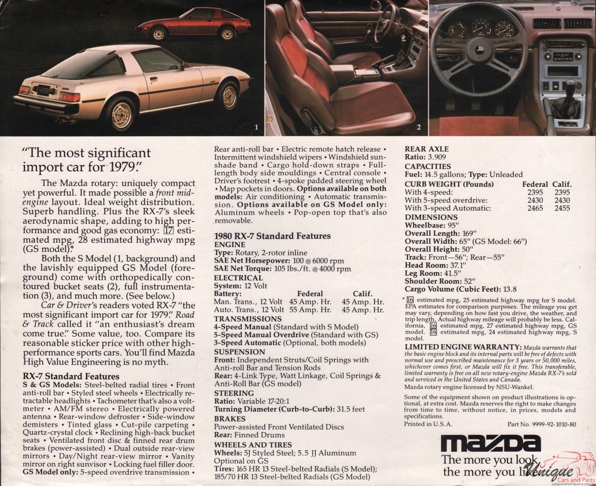 1980 Mazda RX-7 Brochure Page 1